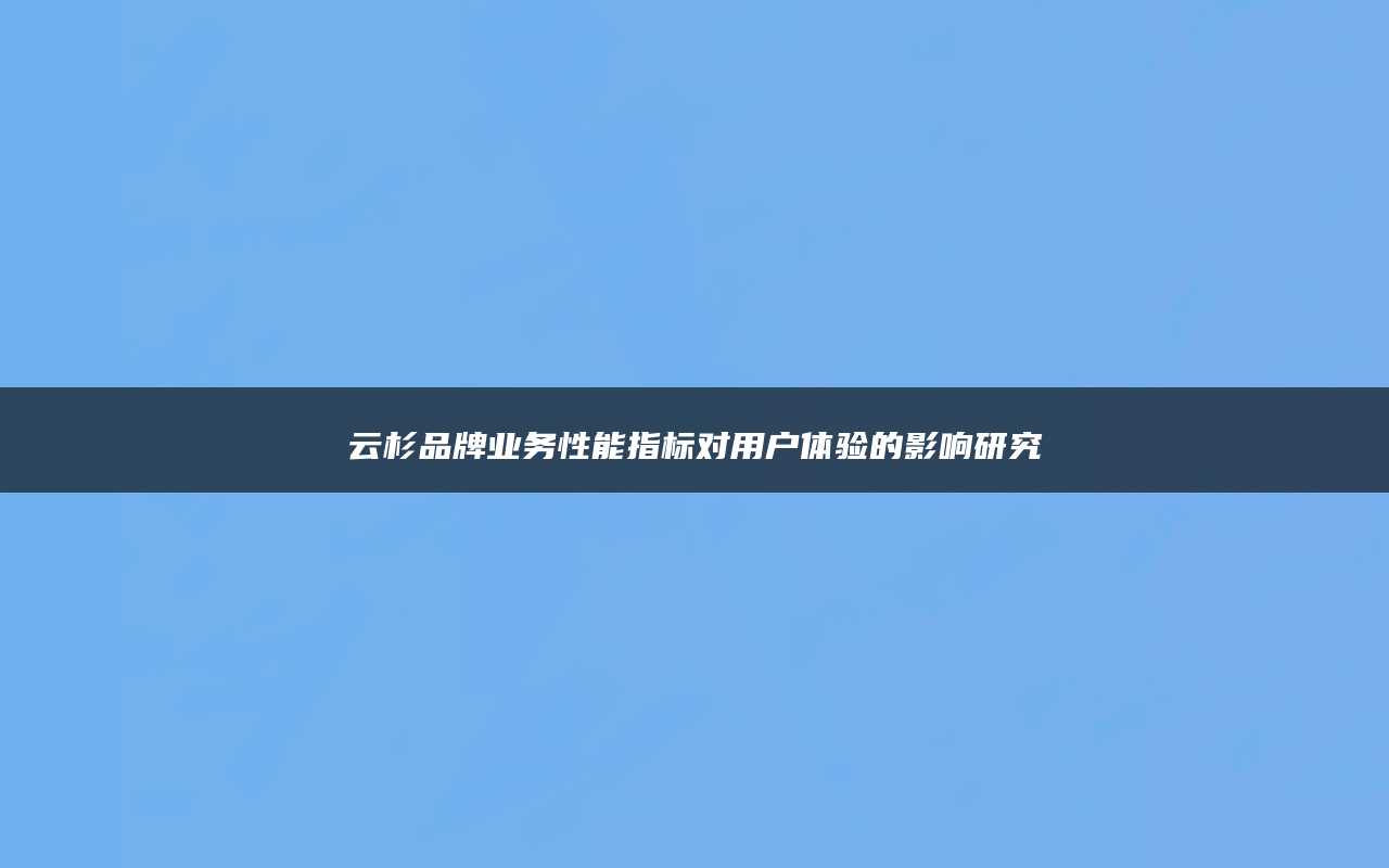云杉品牌业务性能指标对用户体验的影响研究