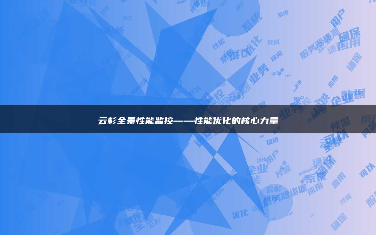 云杉全景性能监控——性能优化的核心力量