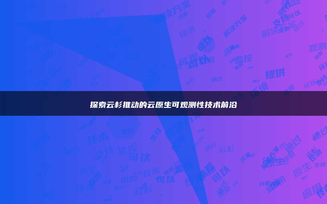 探索云杉推动的云原生可观测性技术前沿