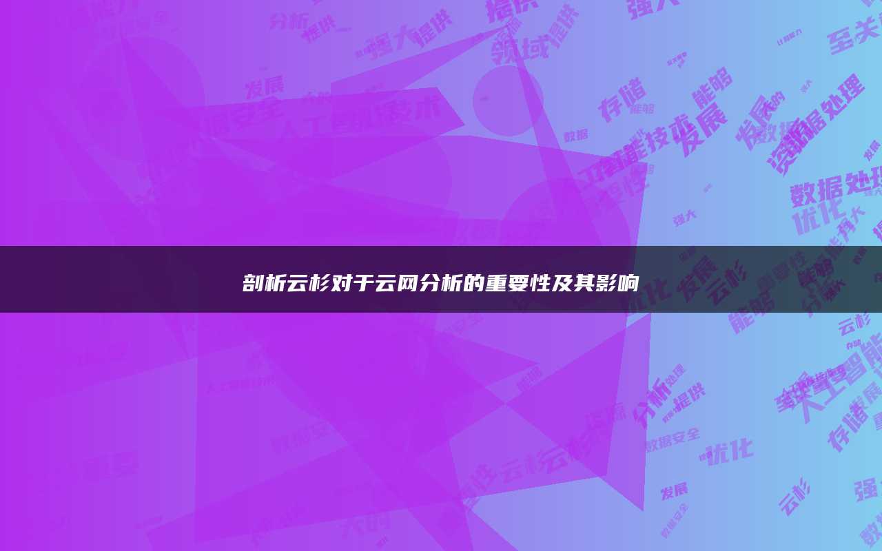 剖析云杉对于云网分析的重要性及其影响