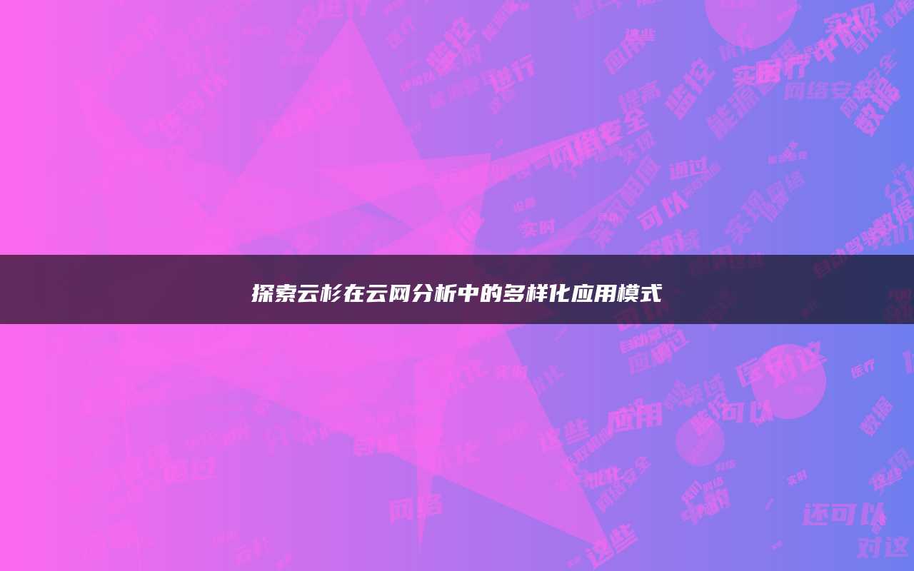 探索云杉在云网分析中的多样化应用模式