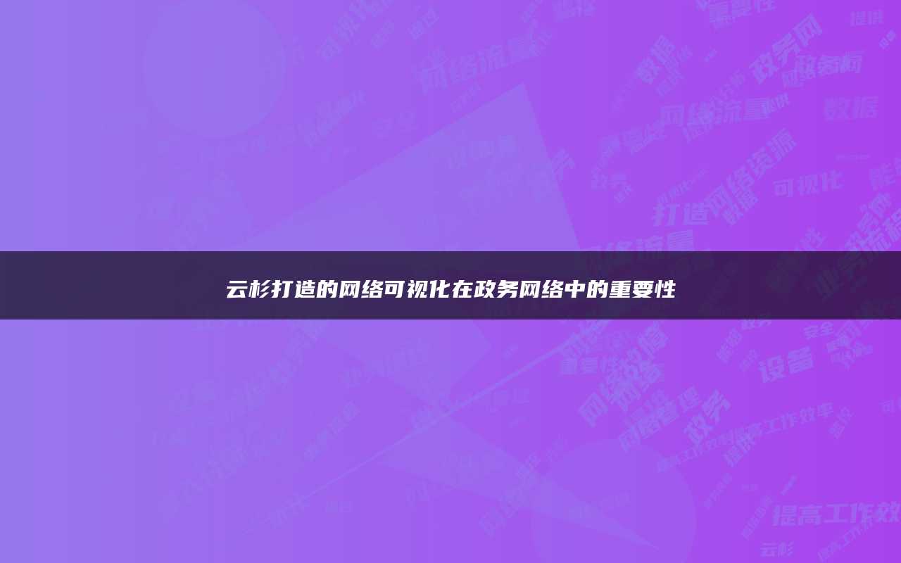 云杉打造的网络可视化在政务网络中的重要性