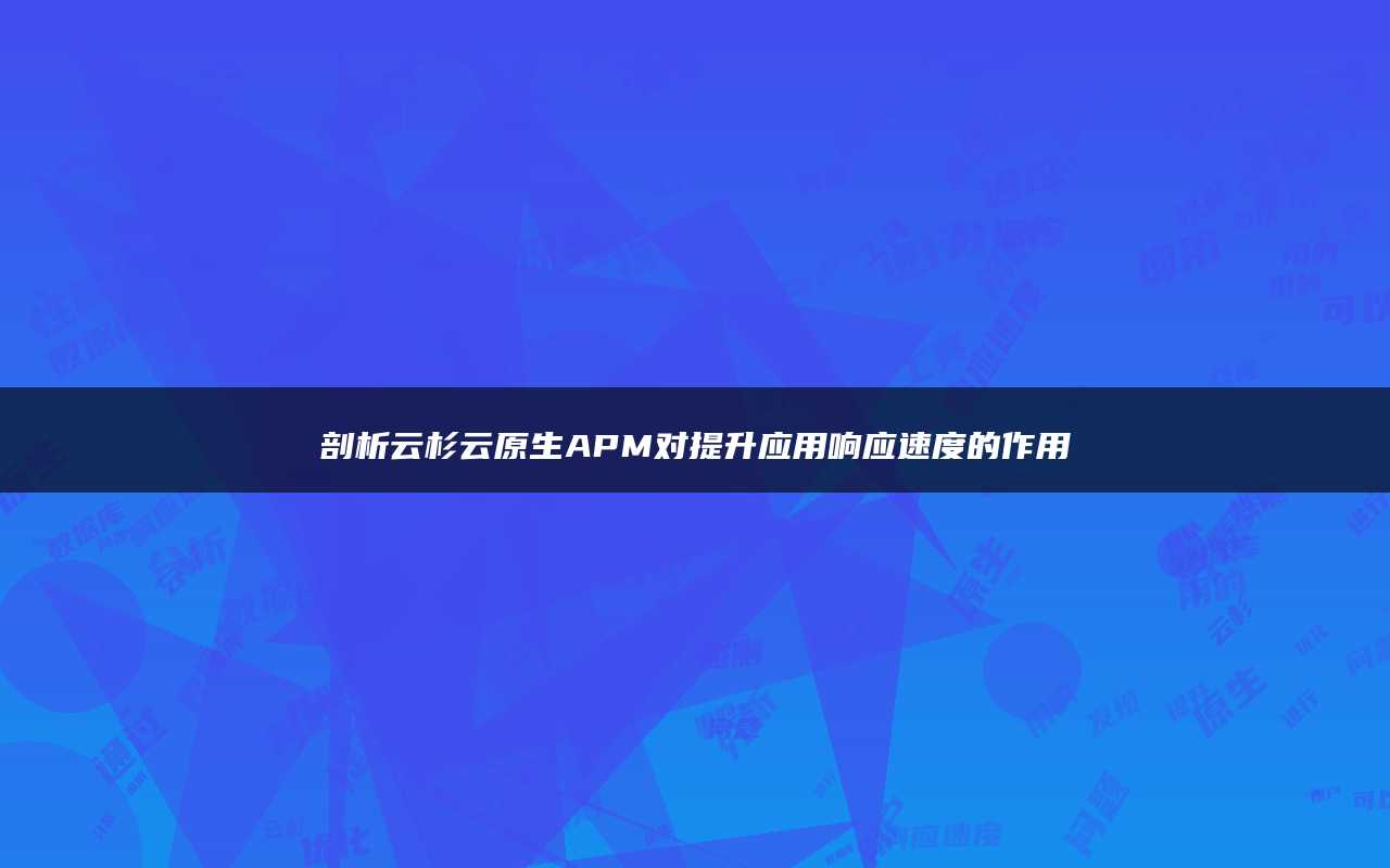 剖析云杉云原生APM对提升应用响应速度的作用