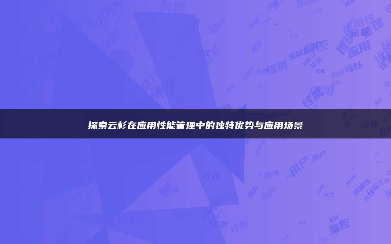 探索云杉在应用性能管理中的独特优势与应用场景