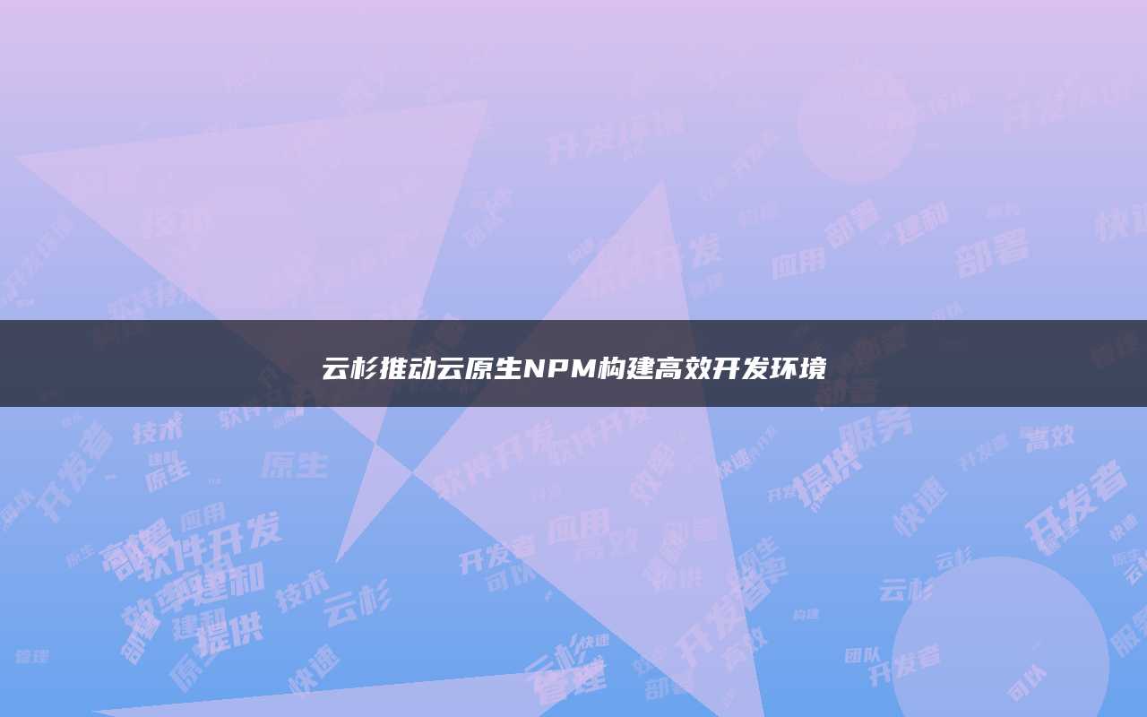 云杉推动云原生NPM构建高效开发环境