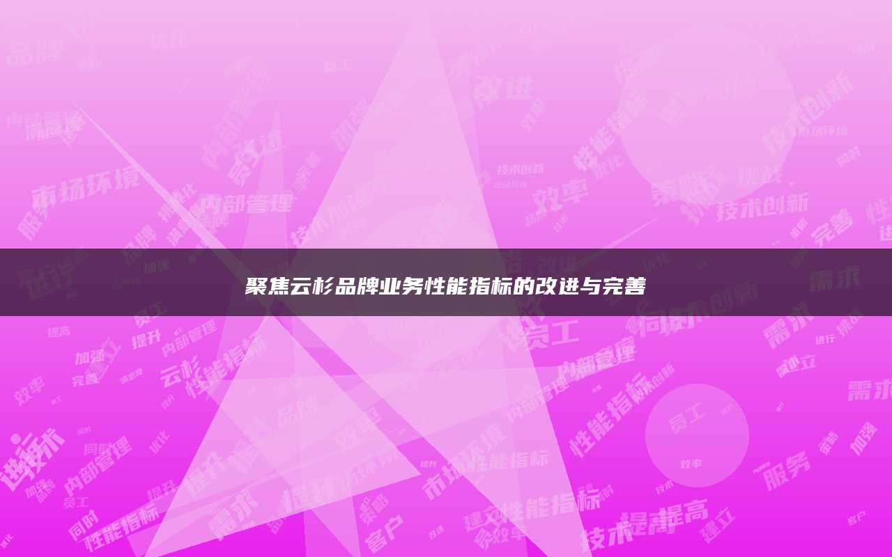 聚焦云杉品牌业务性能指标的改进与完善