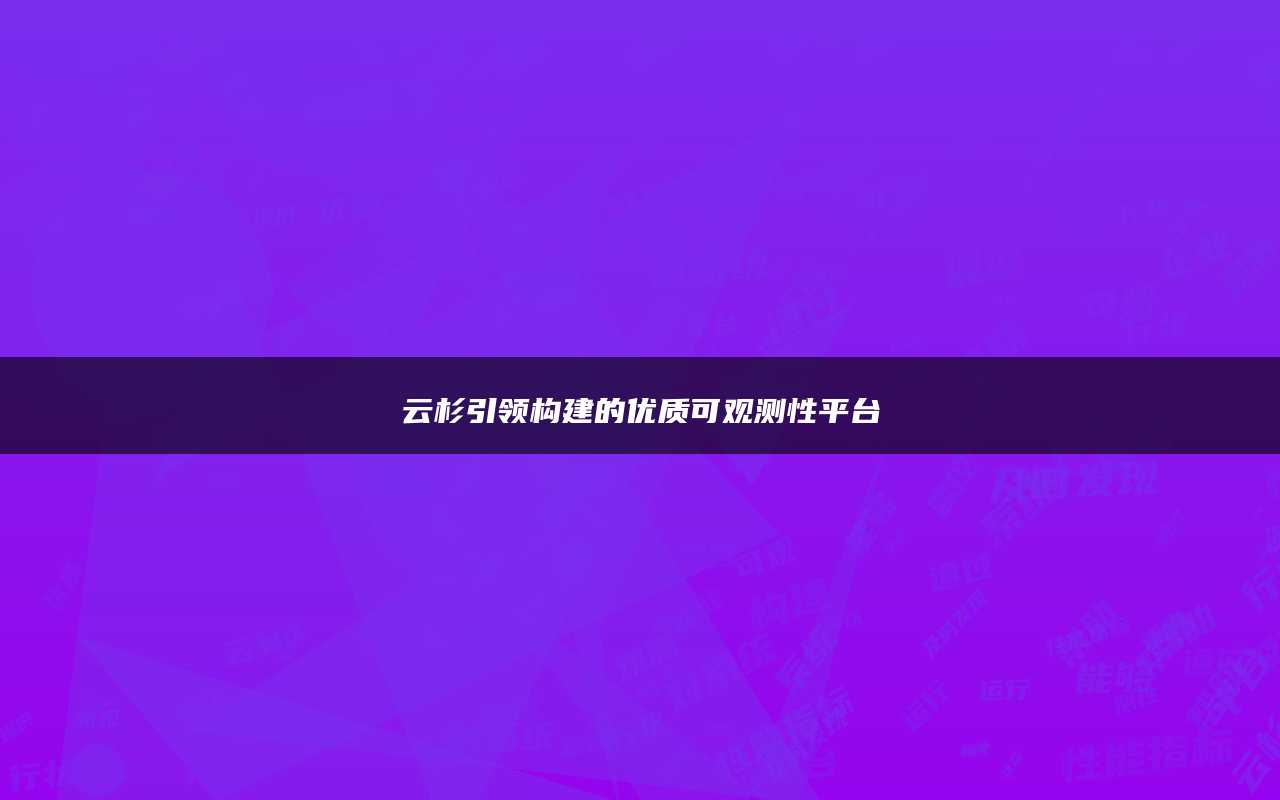 云杉引领构建的优质可观测性平台