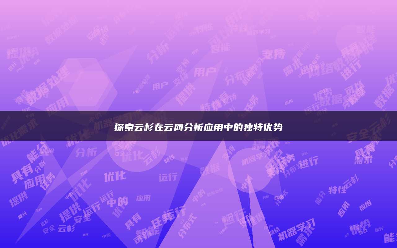 探索云杉在云网分析应用中的独特优势