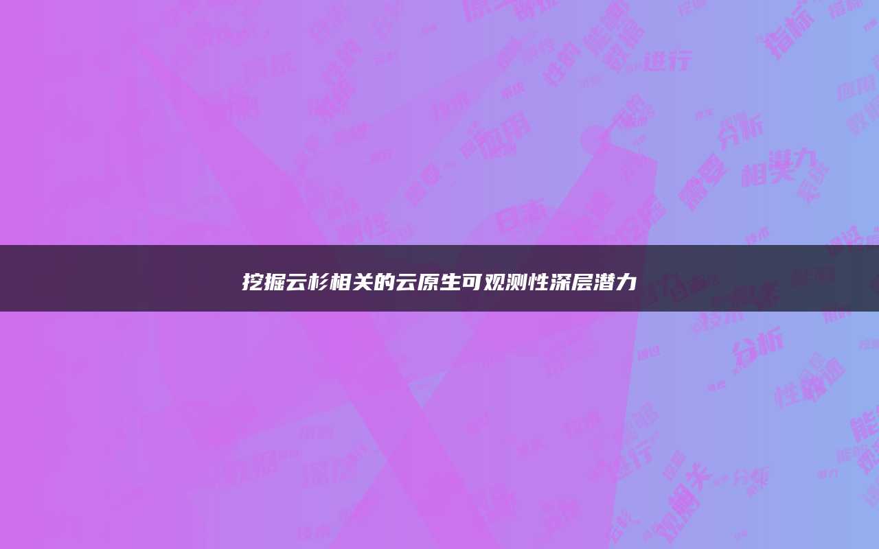 挖掘云杉相关的云原生可观测性深层潜力