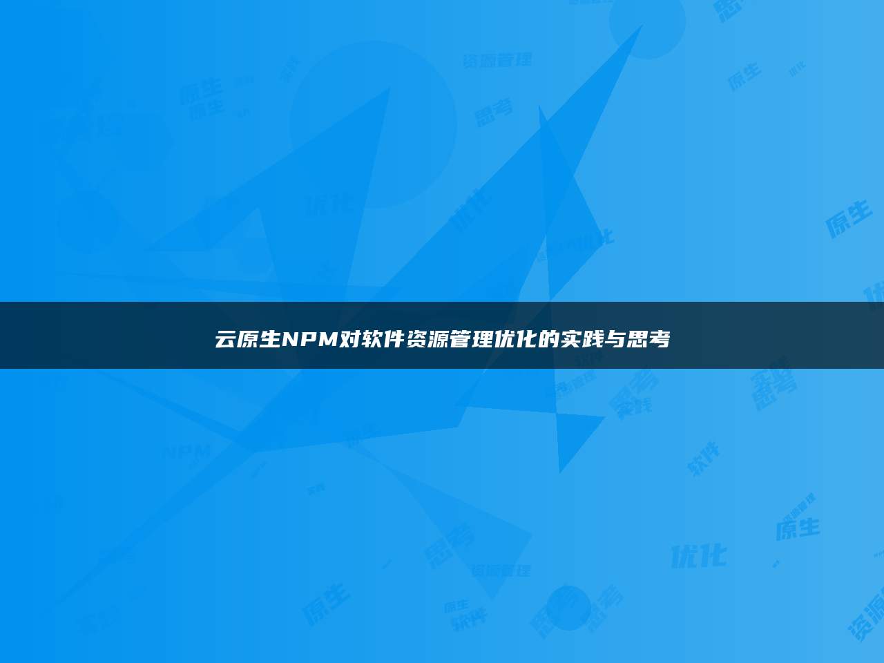 云原生NPM对软件资源管理优化的实践与思考