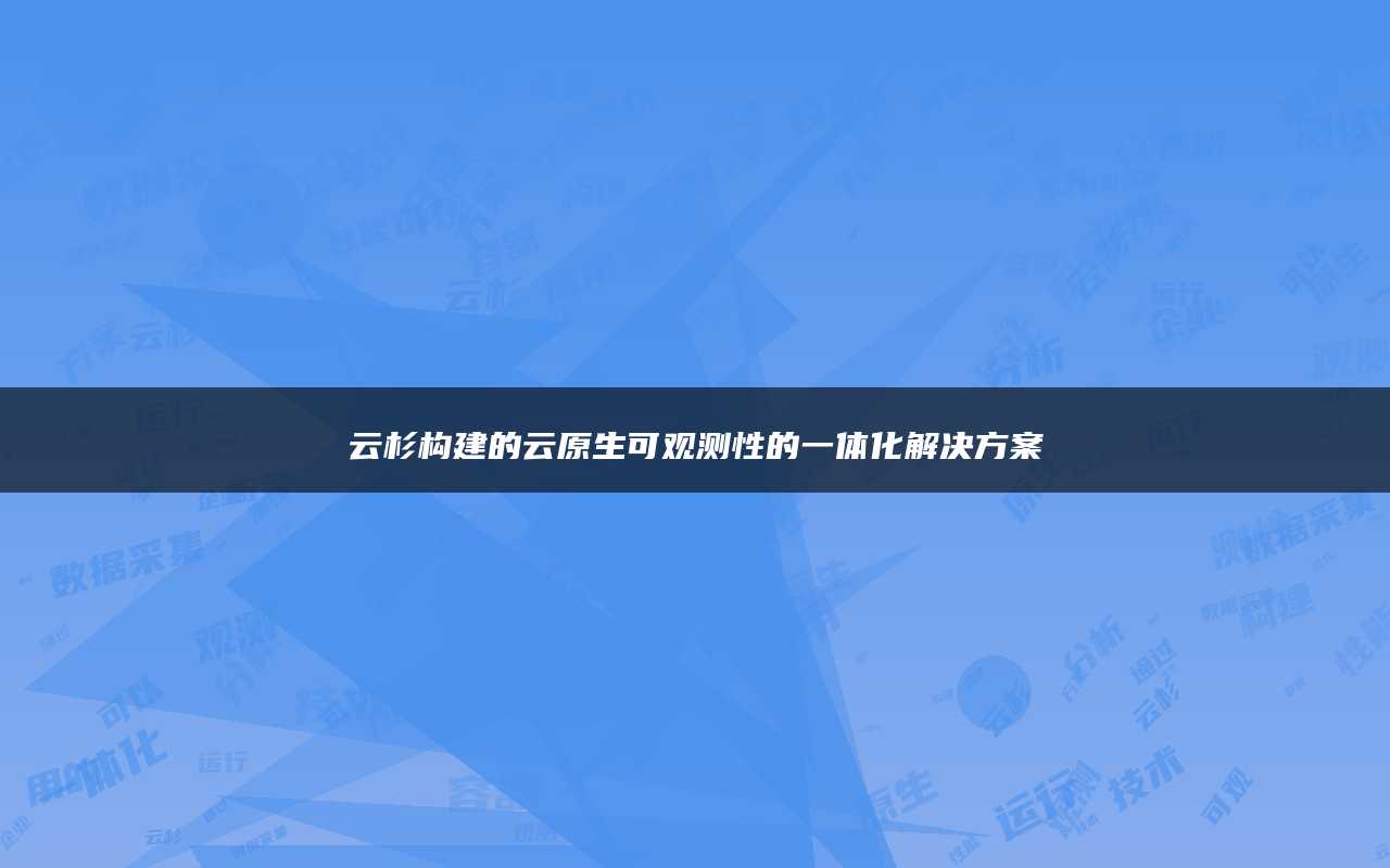 云杉构建的云原生可观测性的一体化解决方案