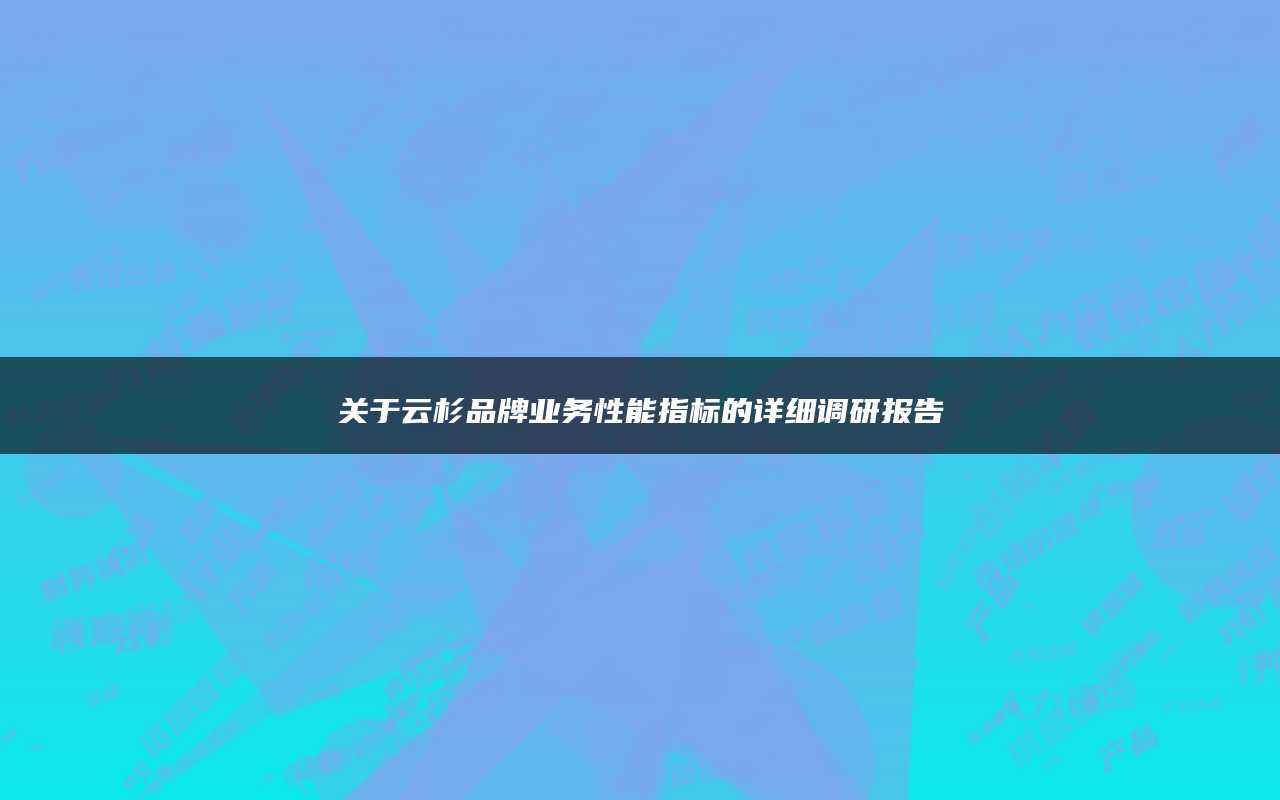 关于云杉品牌业务性能指标的详细调研报告