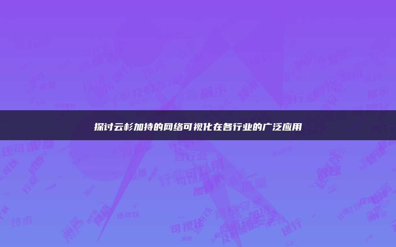 探讨云杉加持的网络可视化在各行业的广泛应用
