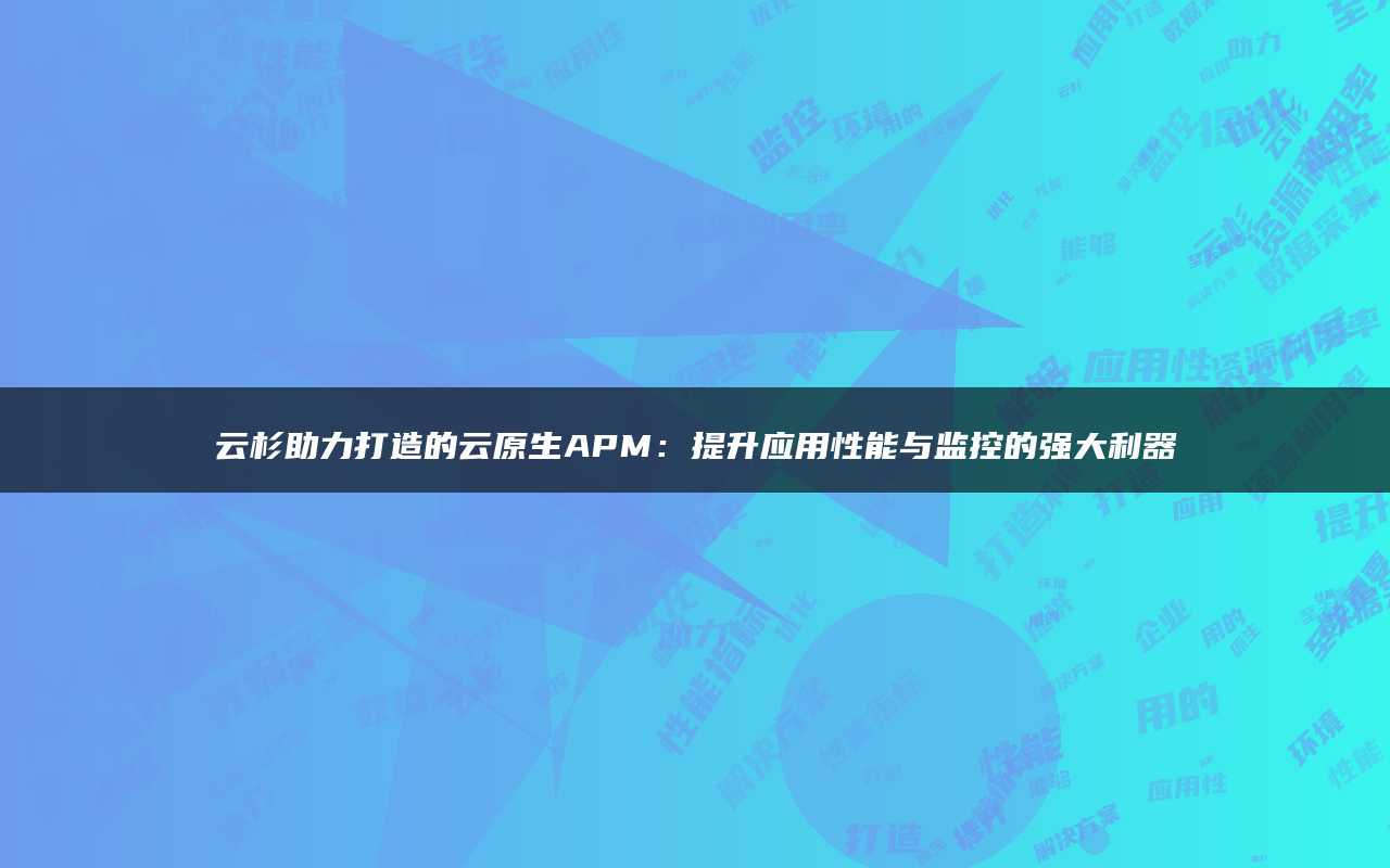 云杉助力打造的云原生APM：提升应用性能与监控的强大利器