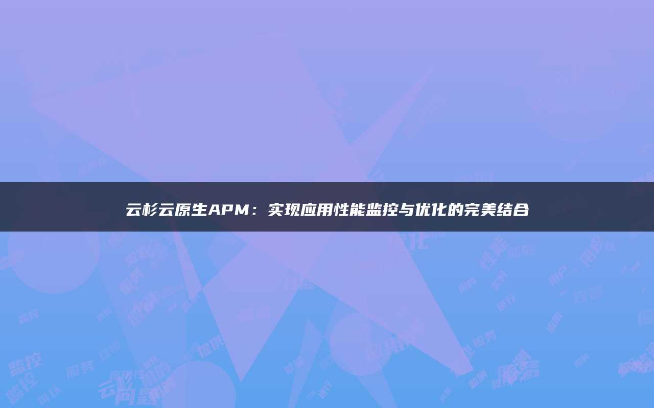云杉云原生APM：实现应用性能监控与优化的完美结合