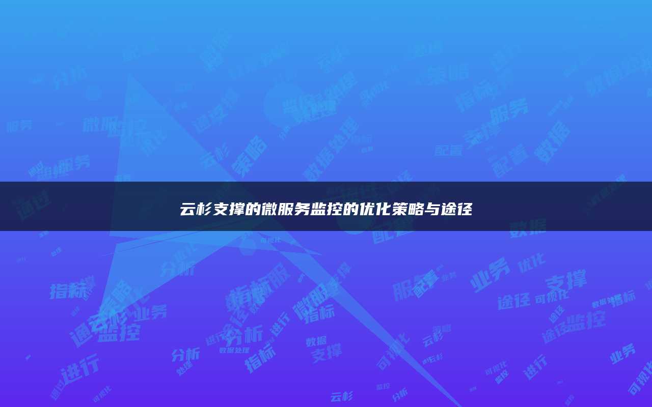 云杉支撑的微服务监控的优化策略与途径