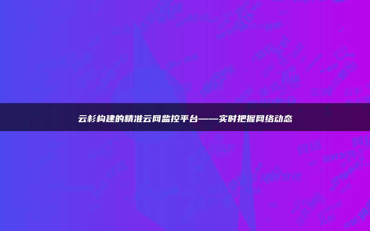 云杉构建的精准云网监控平台——实时把握网络动态