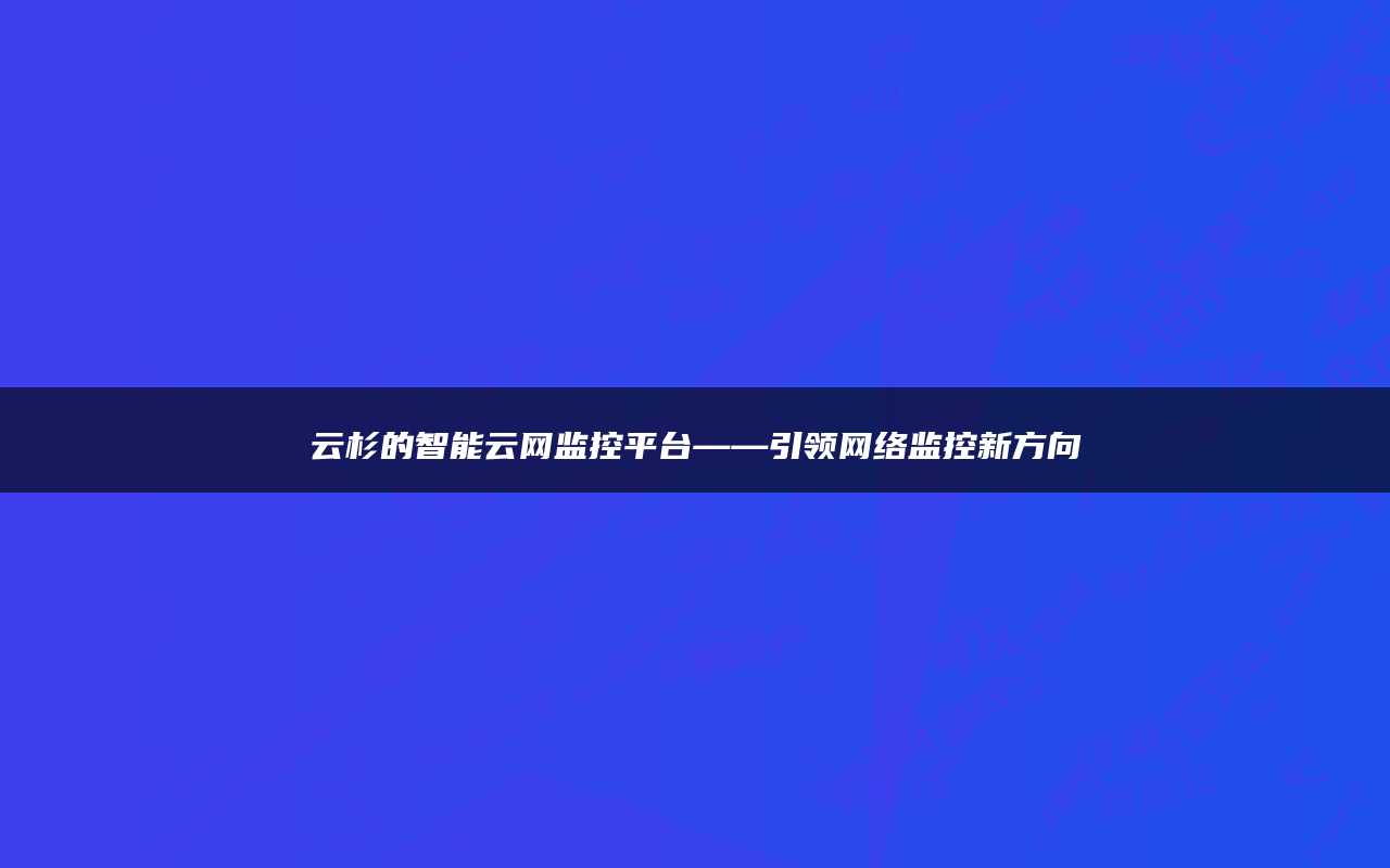 云杉的智能云网监控平台——引领网络监控新方向