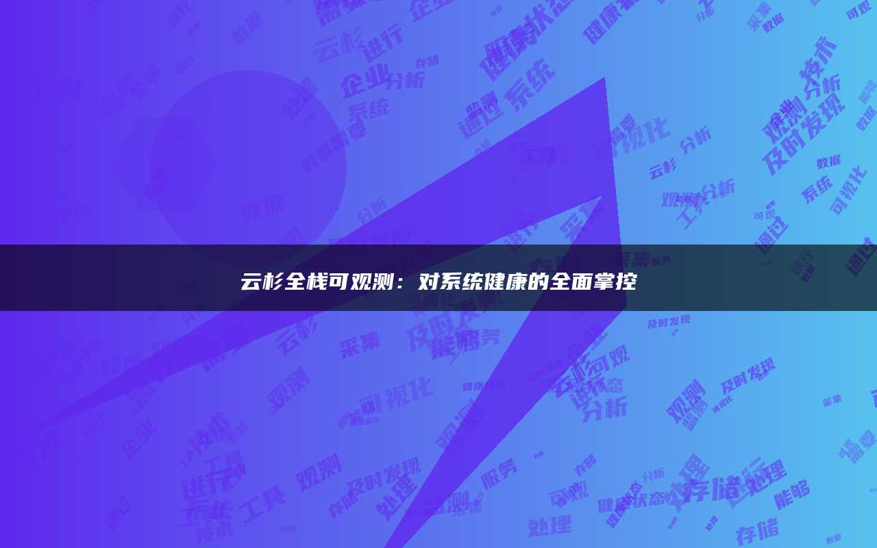 云杉全栈可观测：对系统健康的全面掌控
