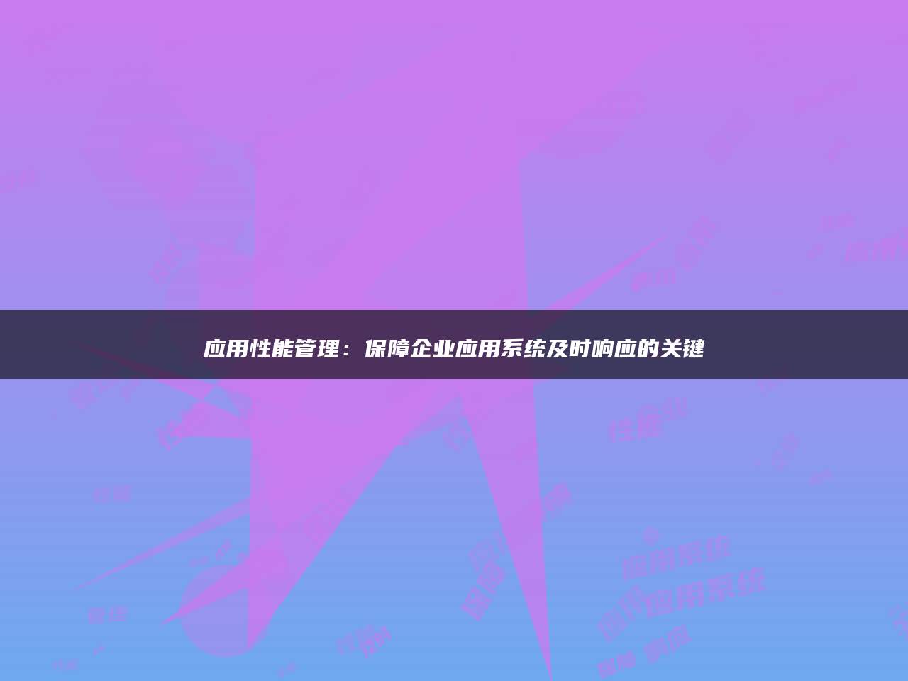 应用性能管理：保障企业应用系统及时响应的关键