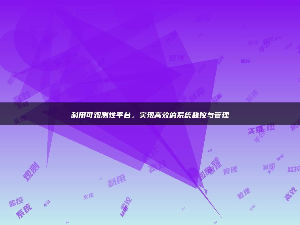 利用可观测性平台，实现高效的系统监控与管理