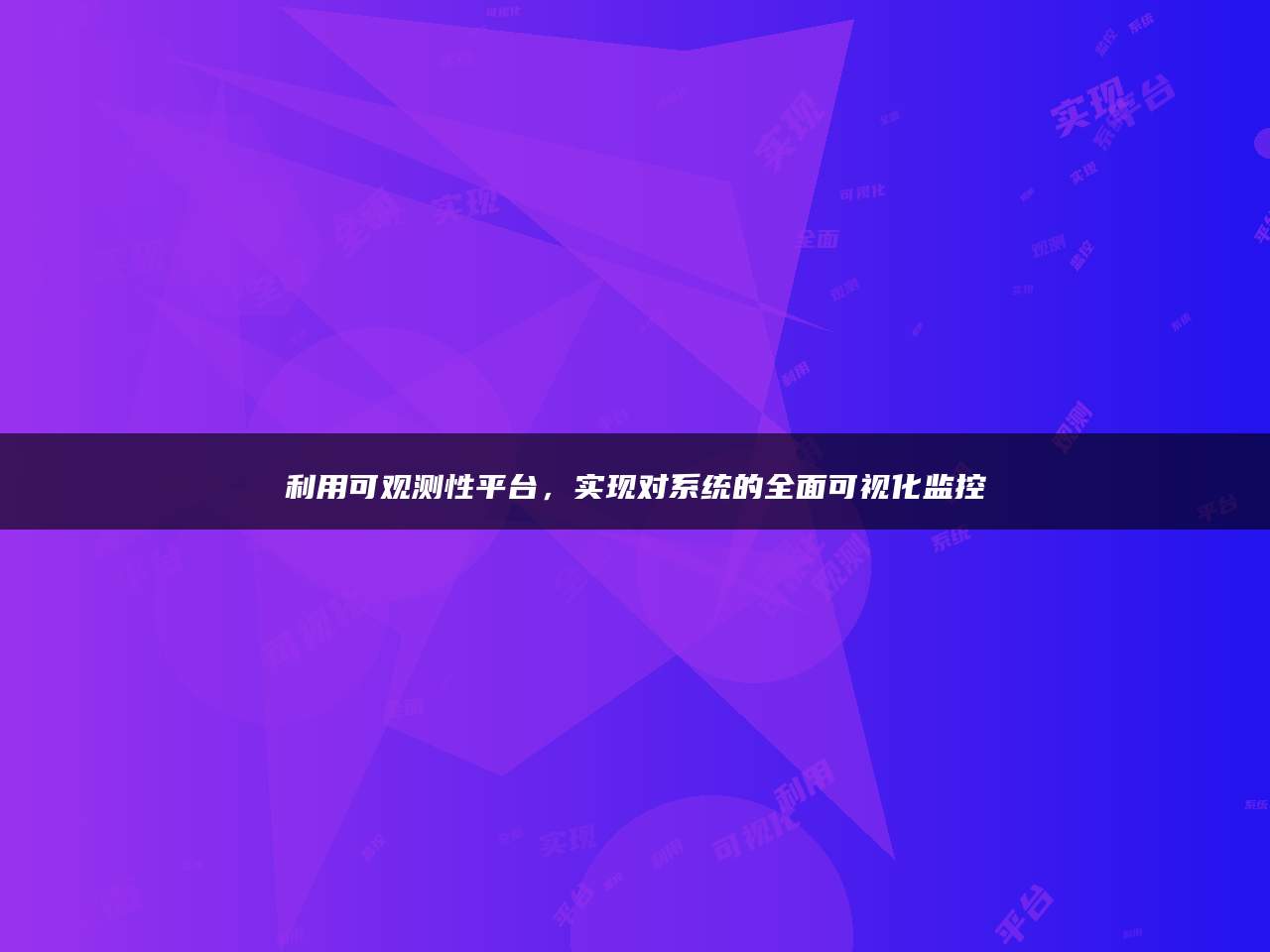 利用可观测性平台，实现对系统的全面可视化监控