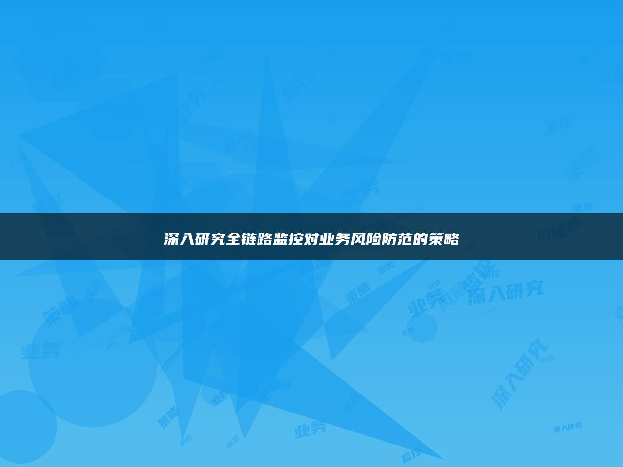 深入研究全链路监控对业务风险防范的策略