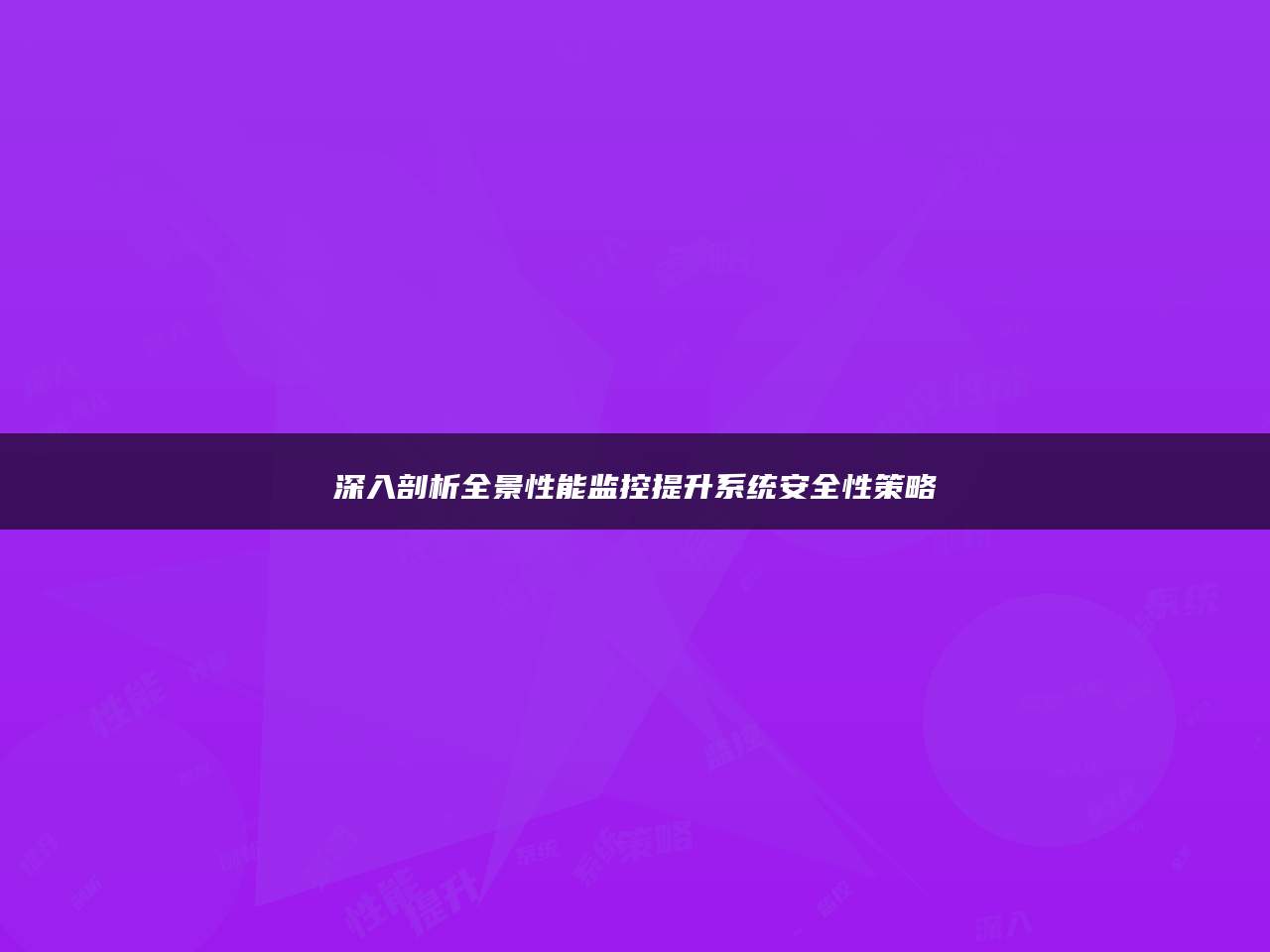 深入剖析全景性能监控提升系统安全性策略