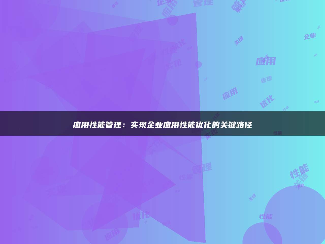 应用性能管理：实现企业应用性能优化的关键路径