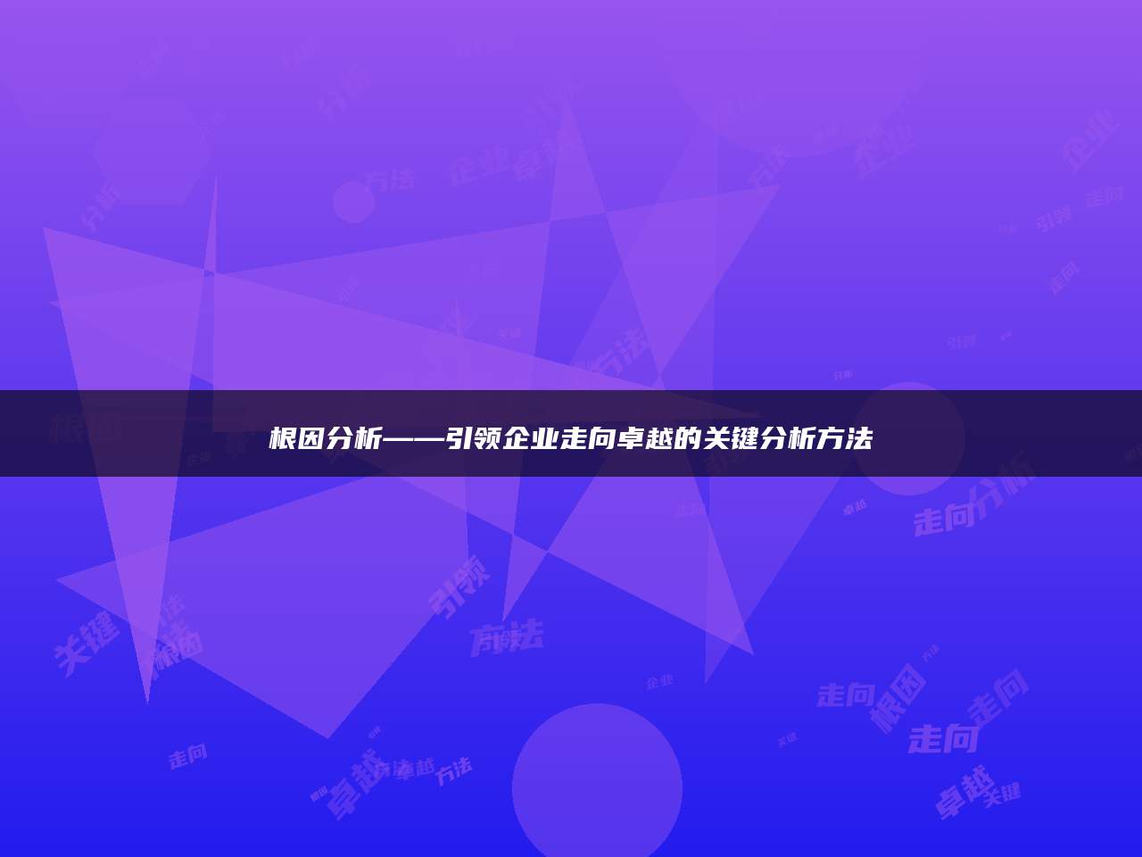 根因分析——引领企业走向卓越的关键分析方法
