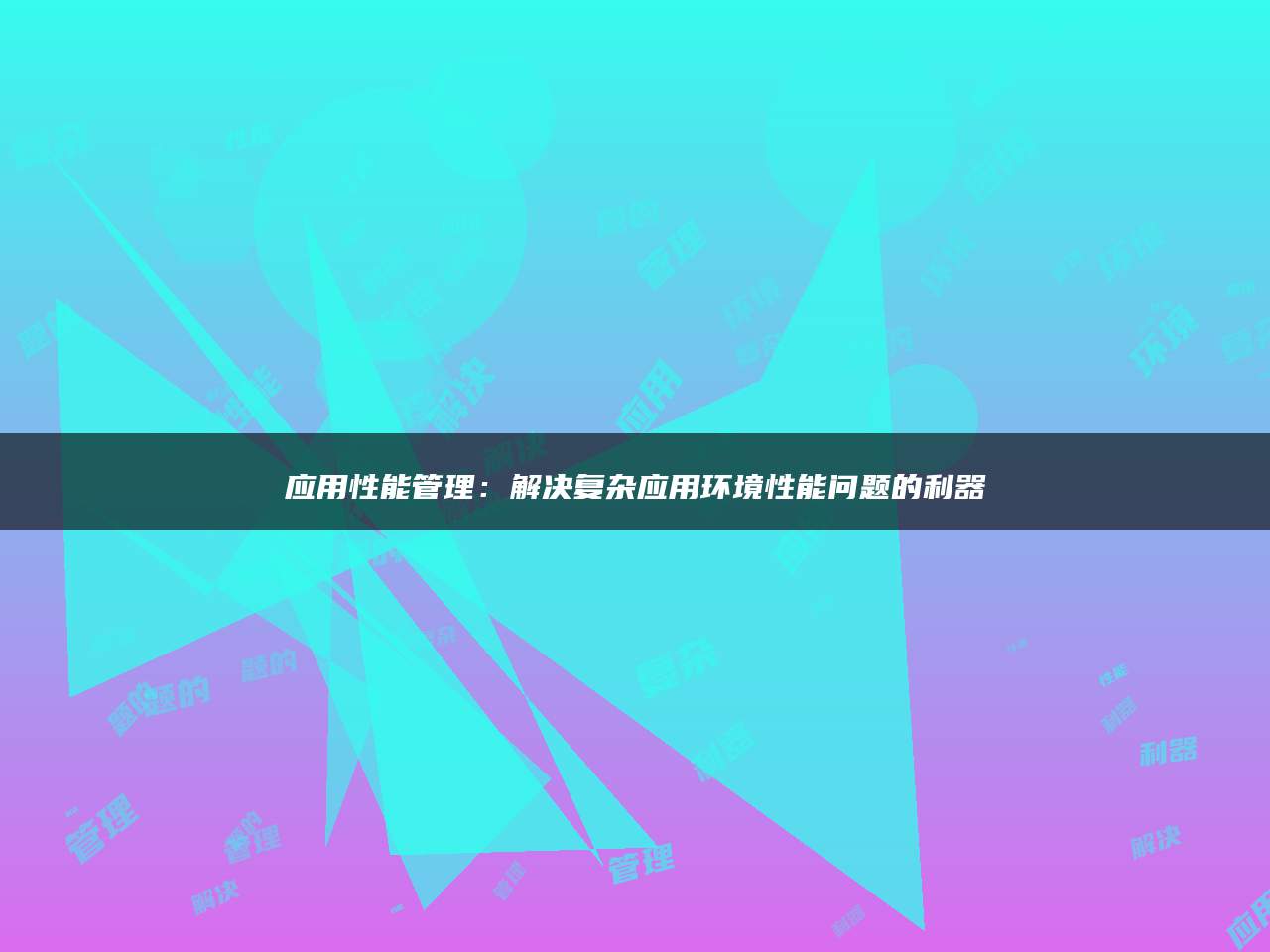 应用性能管理：解决复杂应用环境性能问题的利器