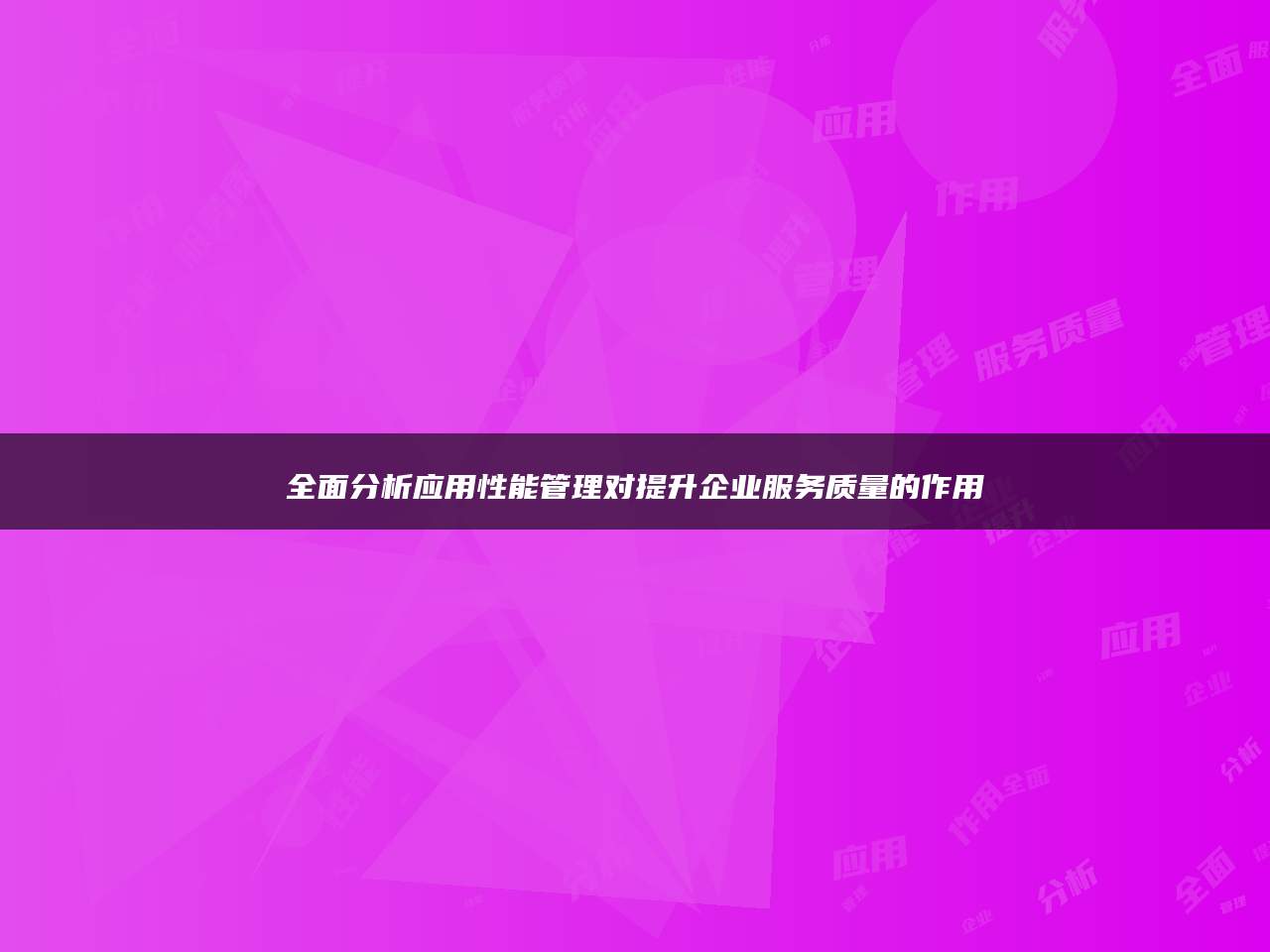 全面分析应用性能管理对提升企业服务质量的作用
