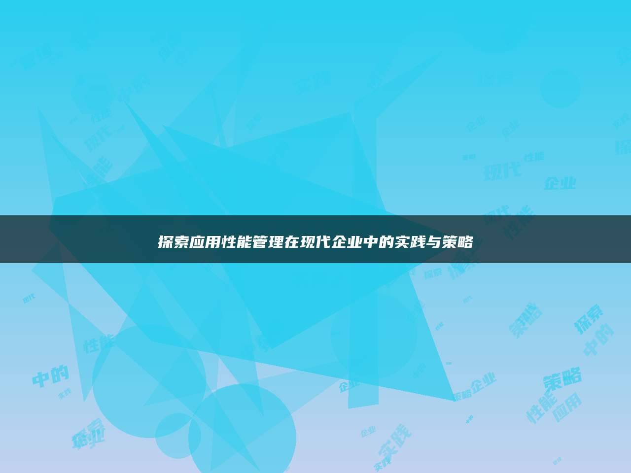 探索应用性能管理在现代企业中的实践与策略