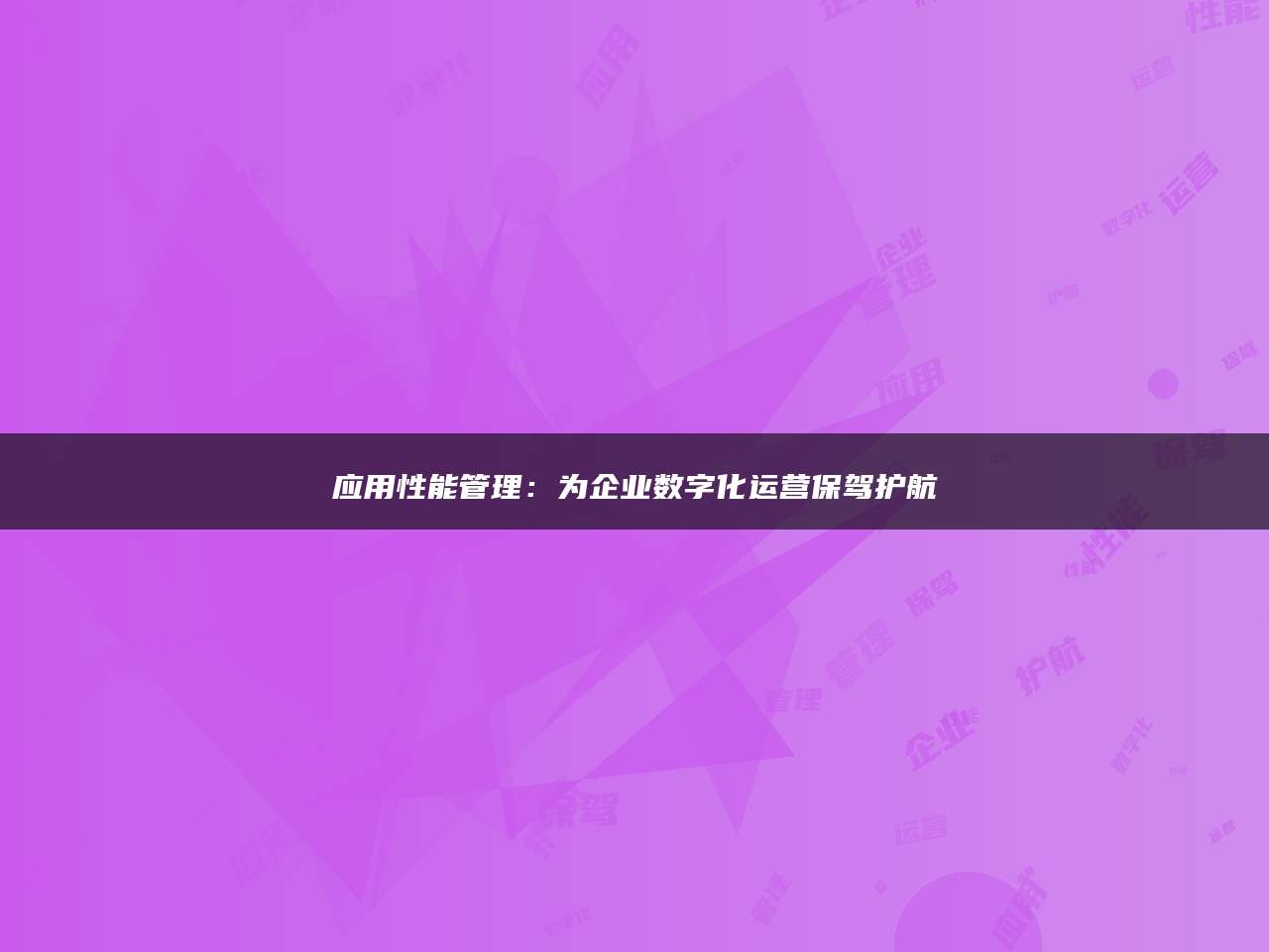 应用性能管理：为企业数字化运营保驾护航