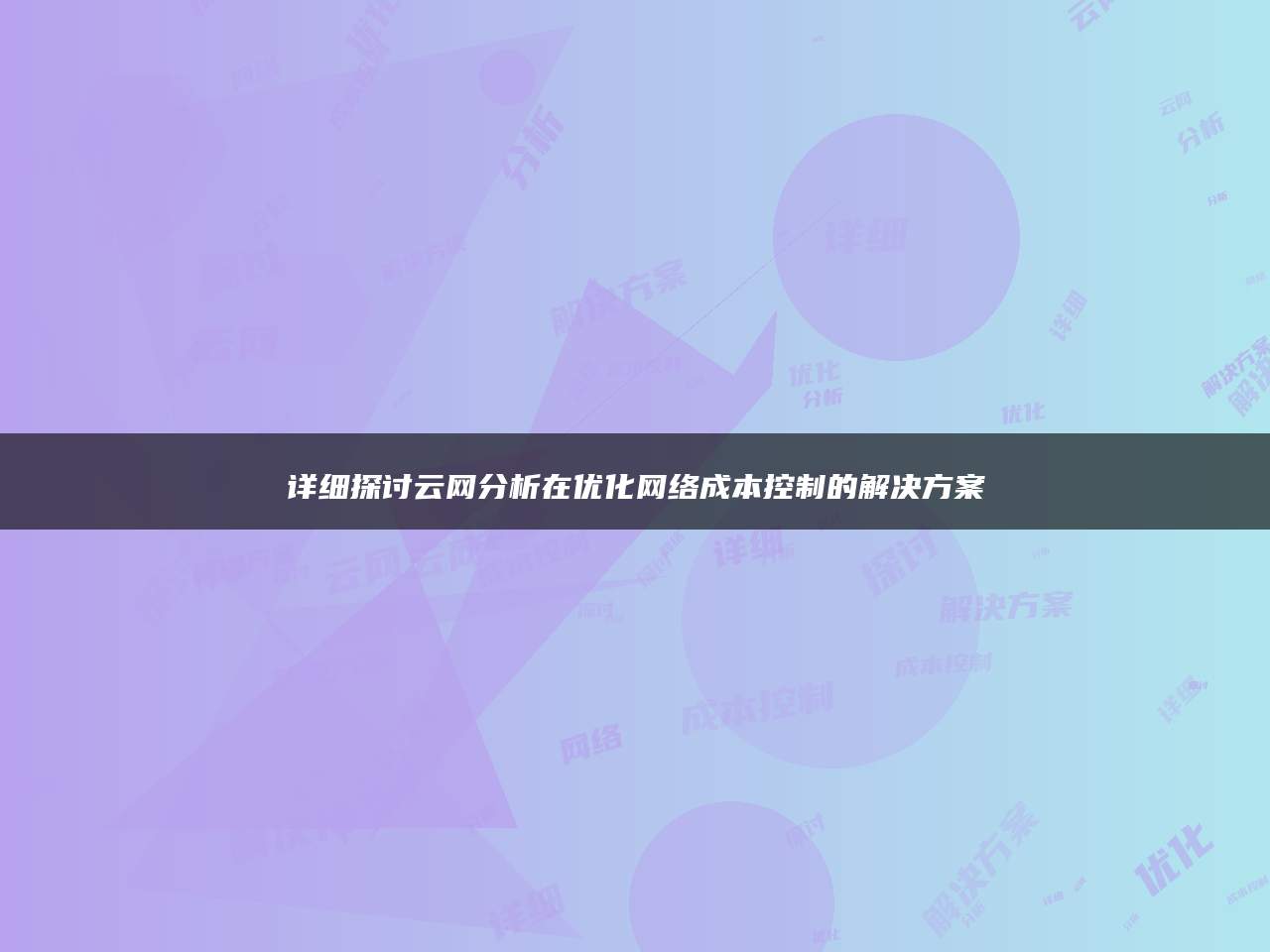 详细探讨云网分析在优化网络成本控制的解决方案