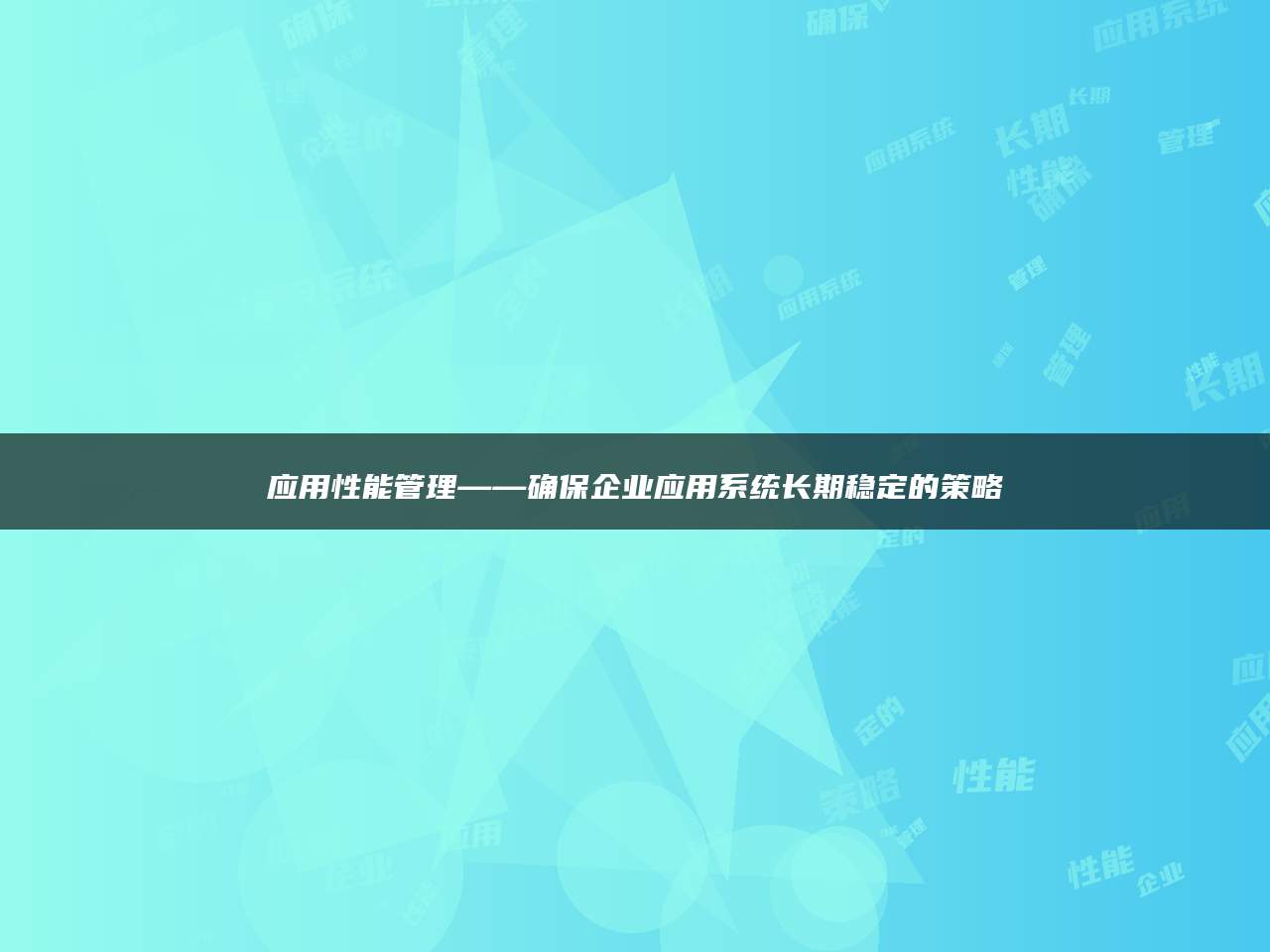 应用性能管理——确保企业应用系统长期稳定的策略