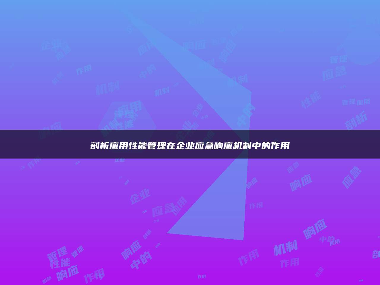 剖析应用性能管理在企业应急响应机制中的作用