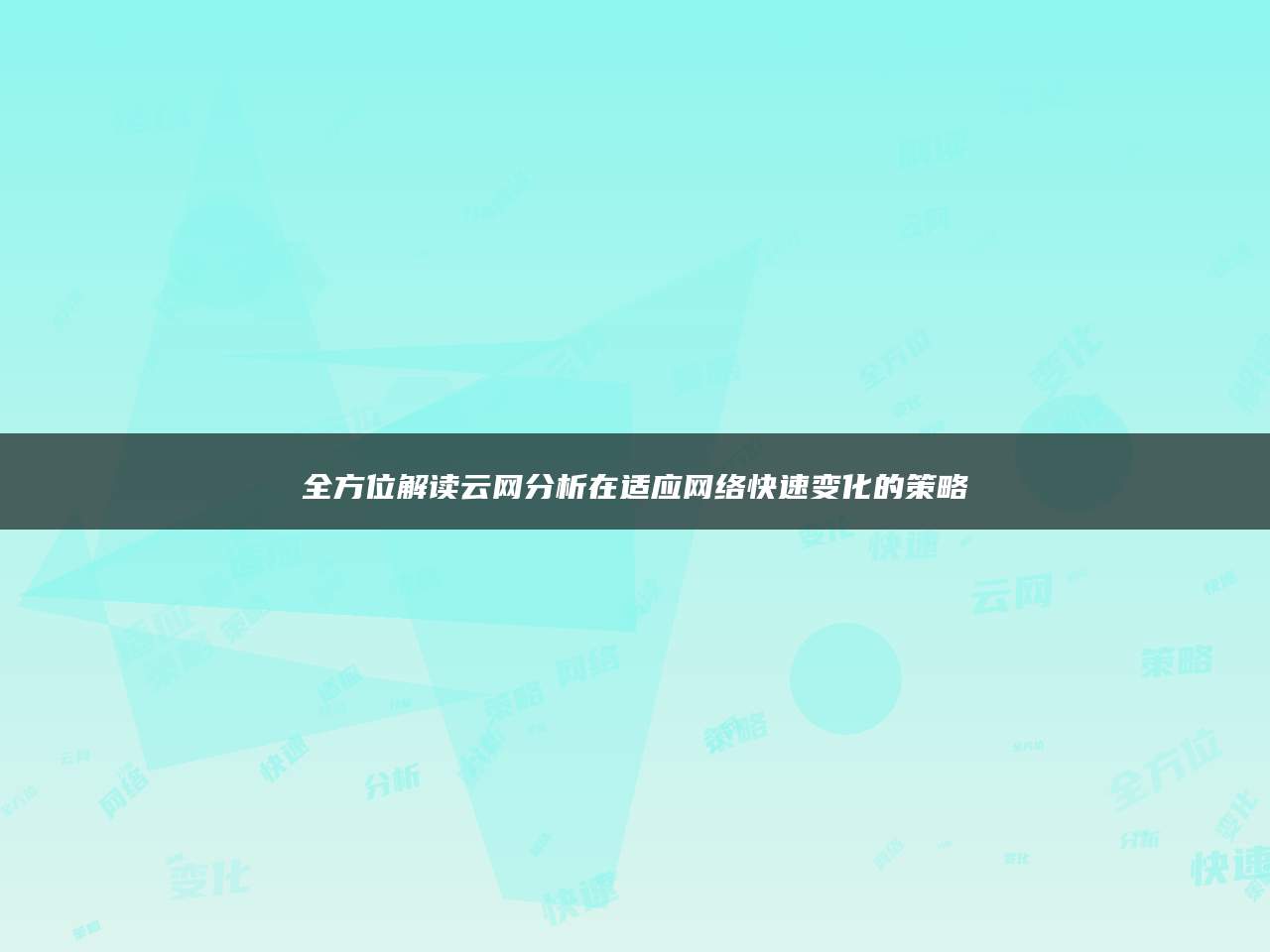 全方位解读云网分析在适应网络快速变化的策略