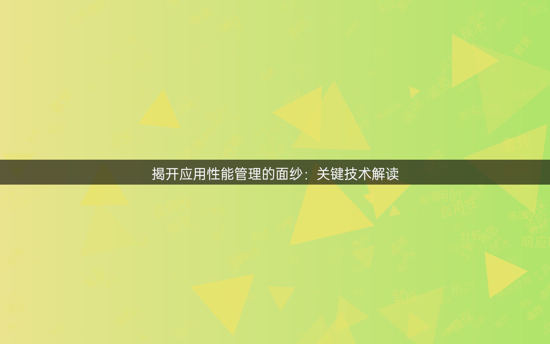 揭开应用性能管理的面纱：关键技术解读