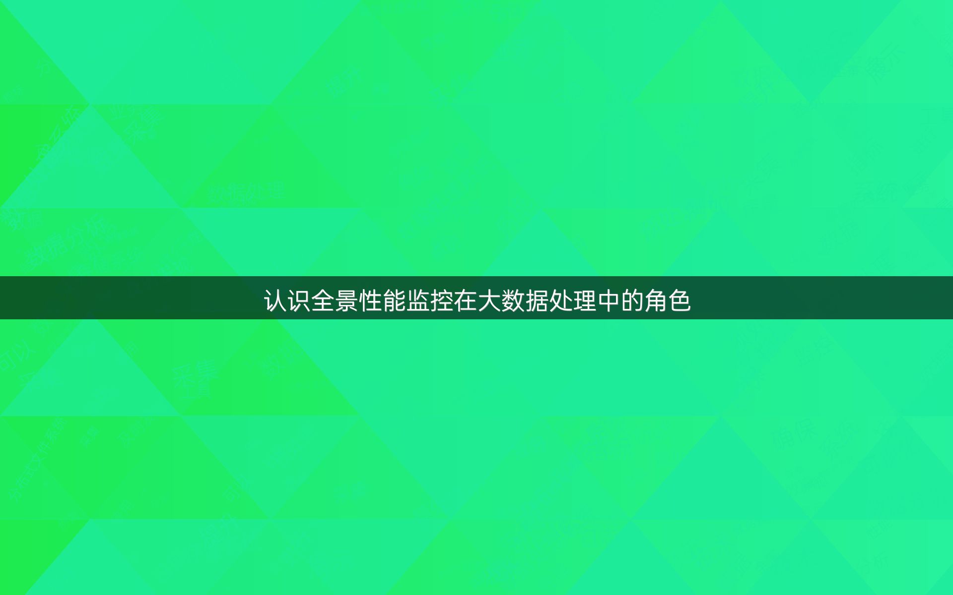 认识全景性能监控在大数据处理中的角色