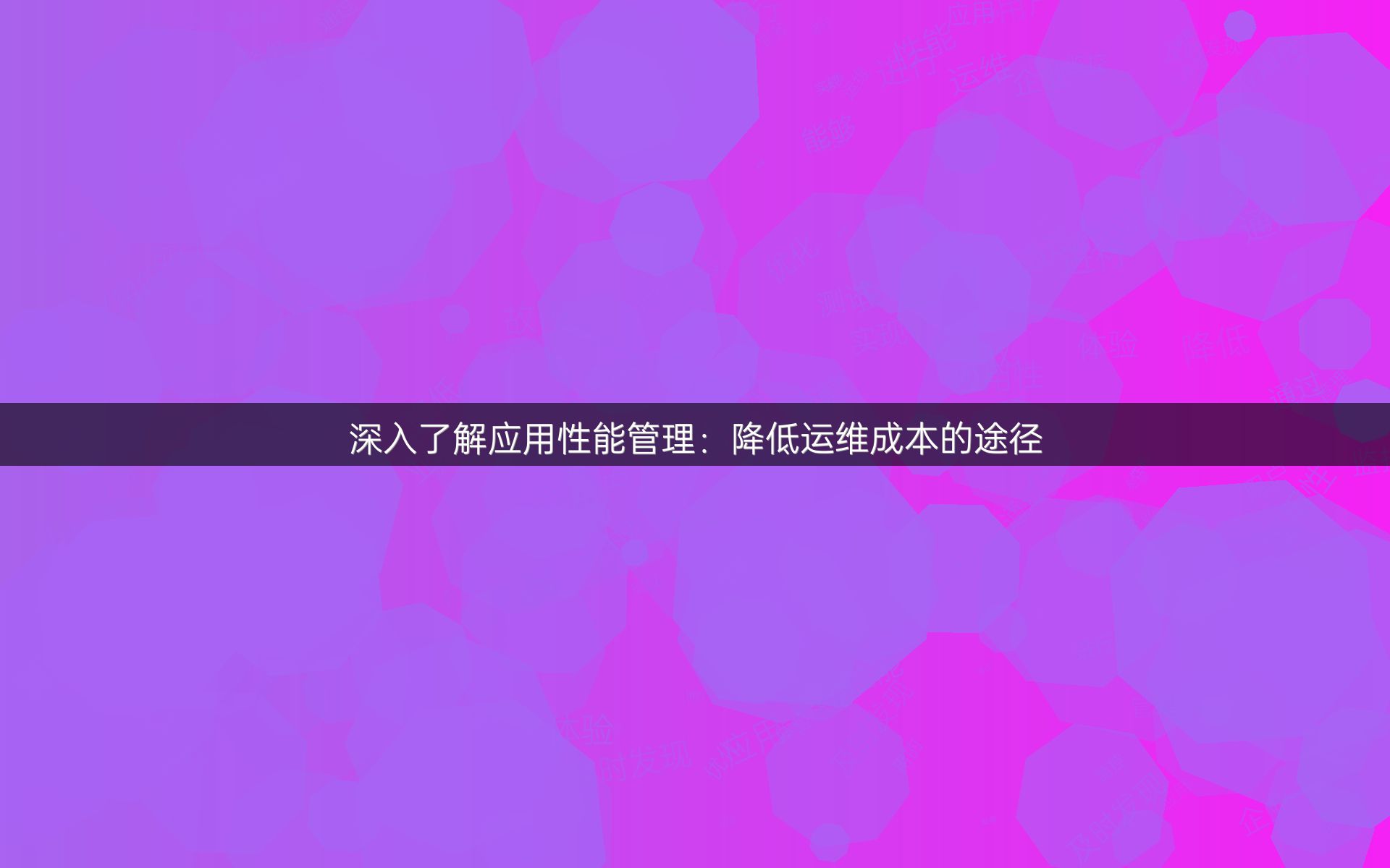 深入了解应用性能管理：降低运维成本的途径