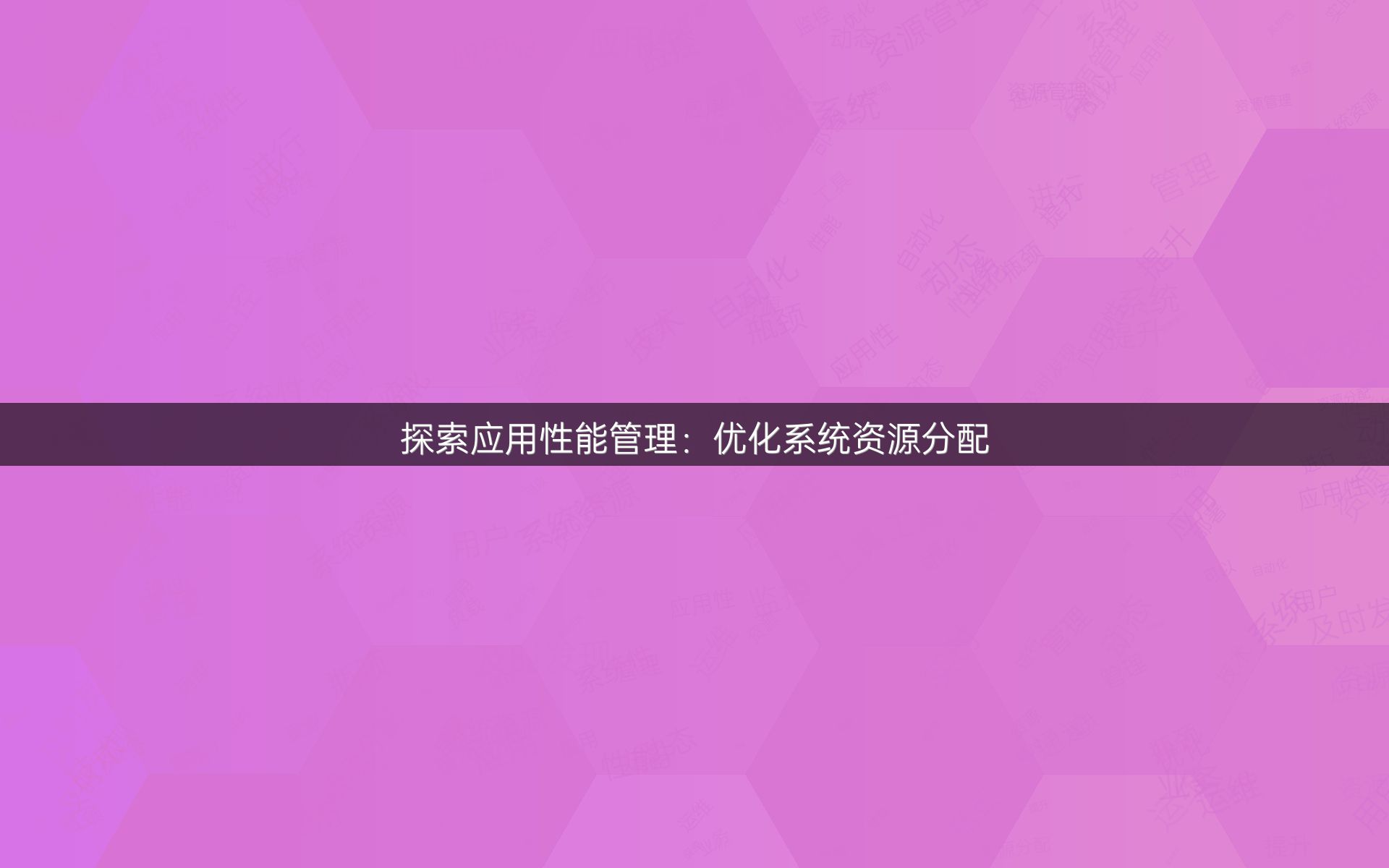 探索应用性能管理：优化系统资源分配