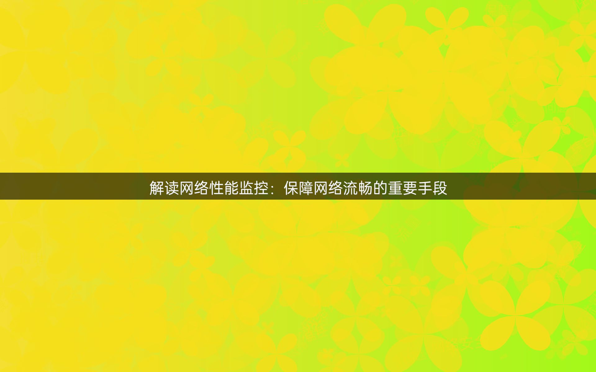 解读网络性能监控：保障网络流畅的重要手段