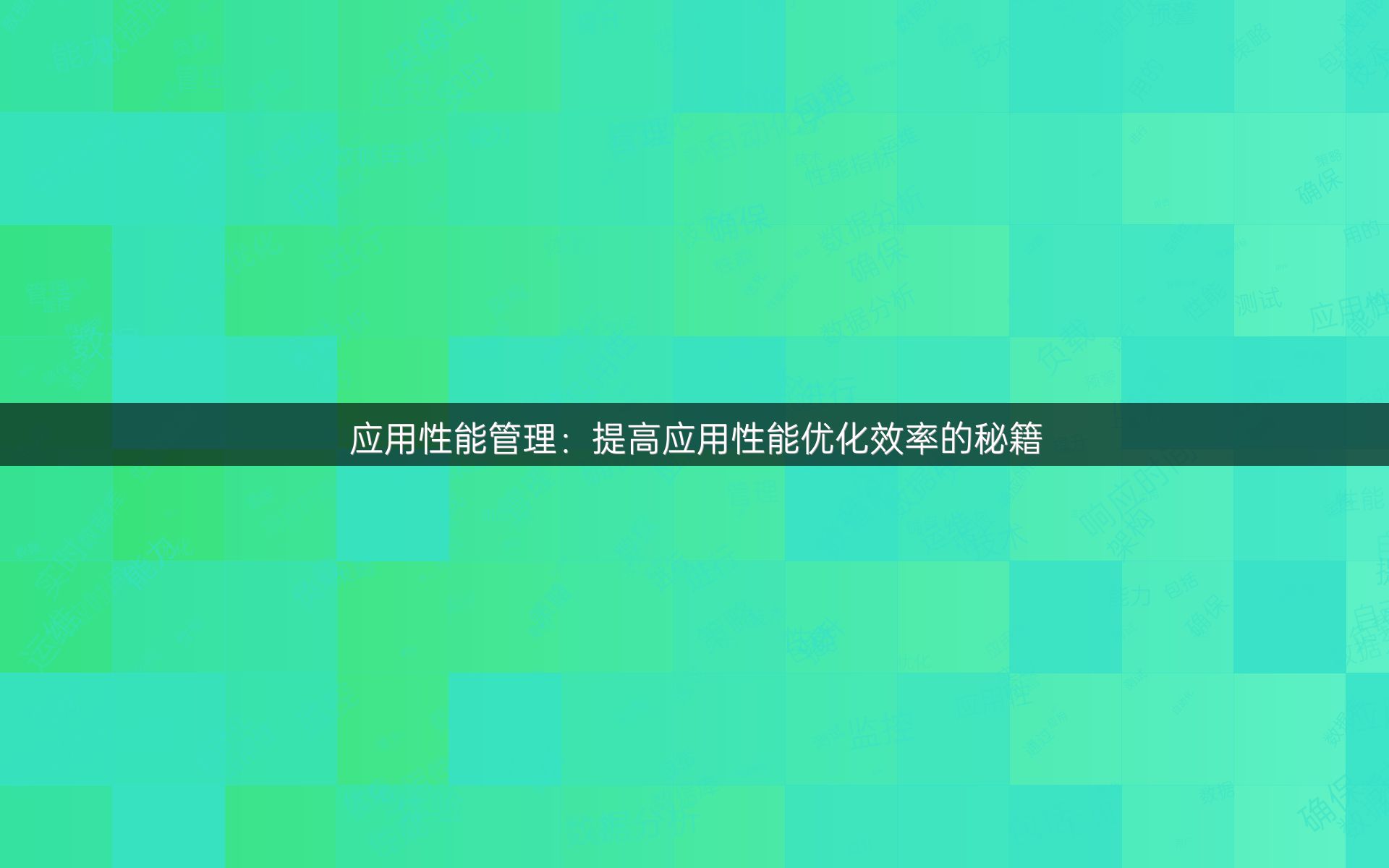 应用性能管理：提高应用性能优化效率的秘籍
