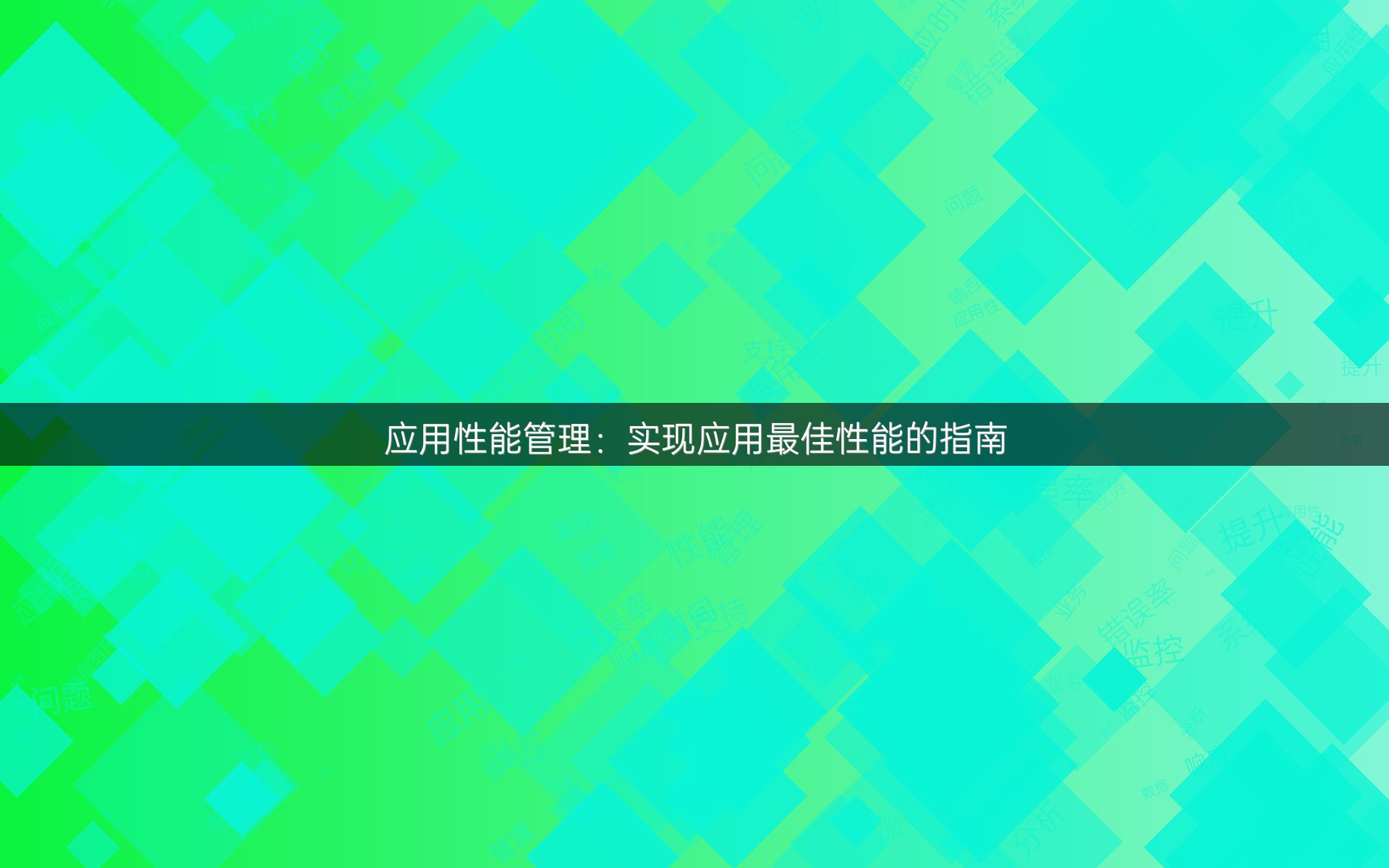 应用性能管理：实现应用最佳性能的指南