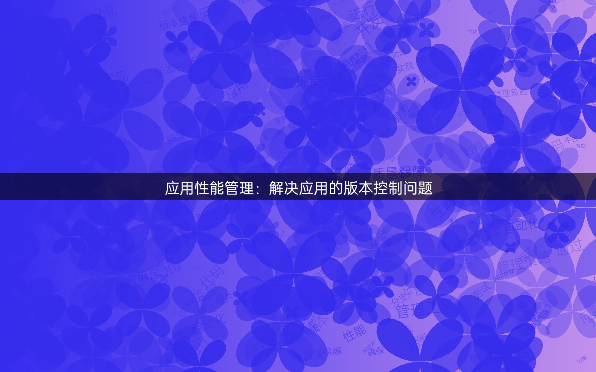 应用性能管理：解决应用的版本控制问题