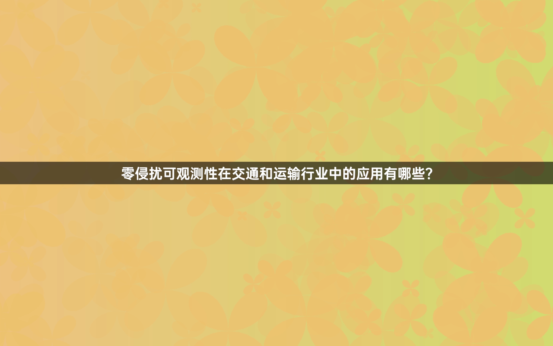零侵扰可观测性在交通和运输行业中的应用有哪些？